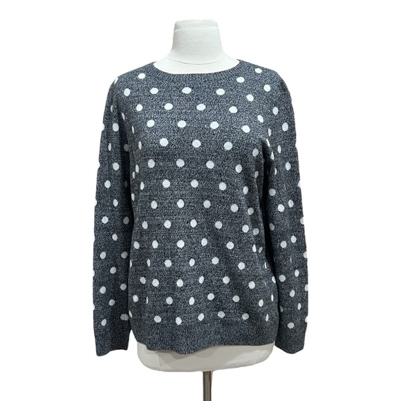 Charter Club Grey Marled Polka-Dot Sweater Size Large - Picture 8 of 8